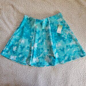 Decree Aqua Tie-Dye Skater Skirt L Polyester/Spandex Womens Stylish Flowy Design